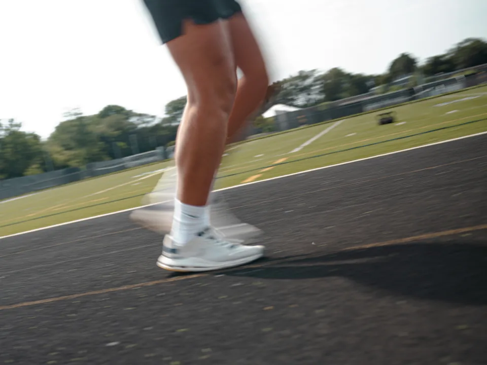 Athlete running on the track